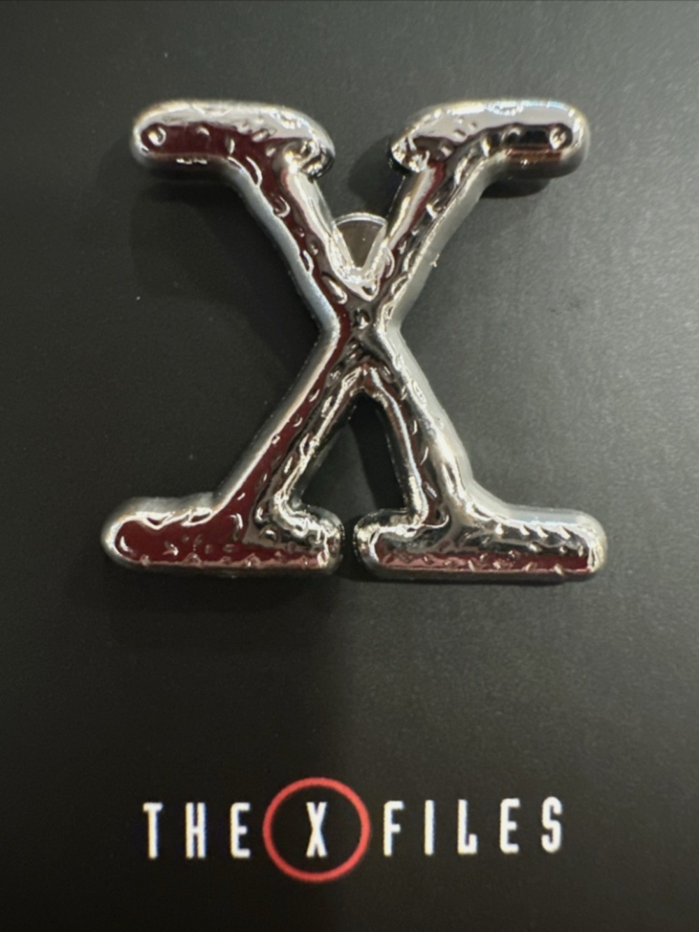 LARGE X-FILES Promo Lapel Hat Pin 1” x 1” David Duchovny Gillian Anderson NEW!